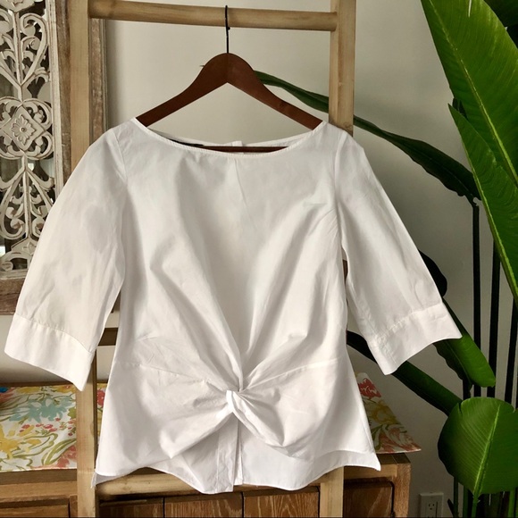 🦋Zara front knot white blouse